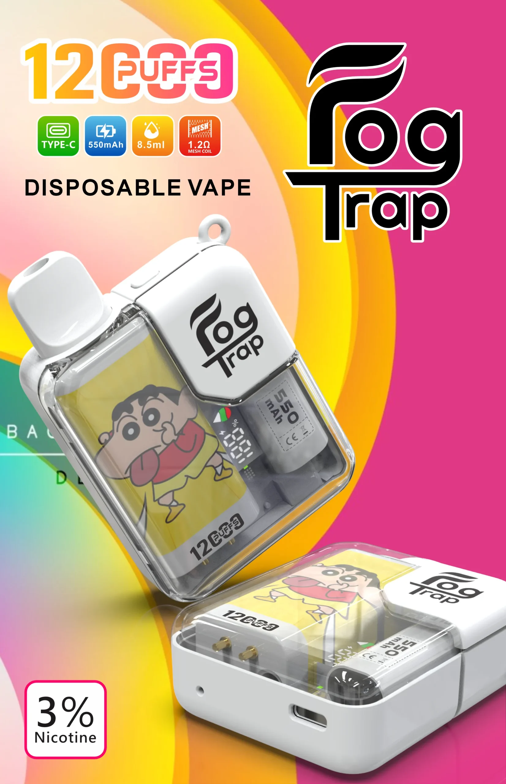 Fog trap 12000口抛棄式電子煙-LABUBU & 蠟筆小新聯名款